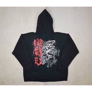 Vintage Y2K Mac Tools Black Zip Up Hoodie Graphic Lightning Size L